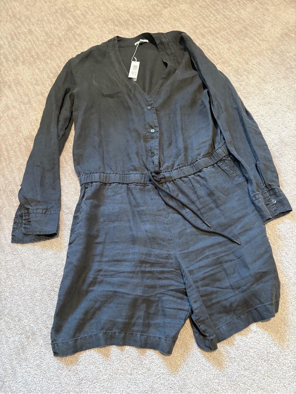 James Perse Long -Sleeve Linen Romper new with tags Size 2